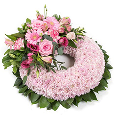 Pink Massed Funeral Wreath
