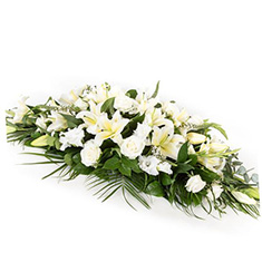White Lily &amp; Rose Funeral Casket Spray