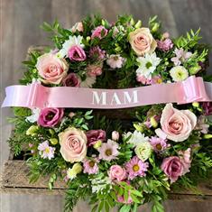 Pink and white wreath